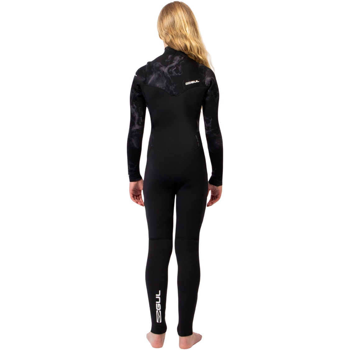 2026 Gul Junior Echo Natur 3/2mm Chest Zip Wetsuit EC1329-BKSM - Black / Smoke